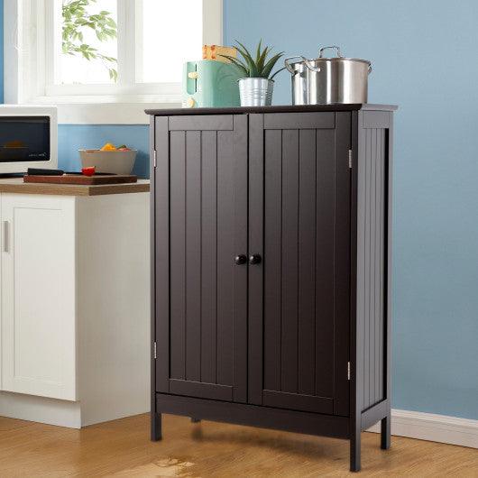 Bathroom Floor Storage Double Door Cupboard Cabinet-Brown at Set Shop and Smile