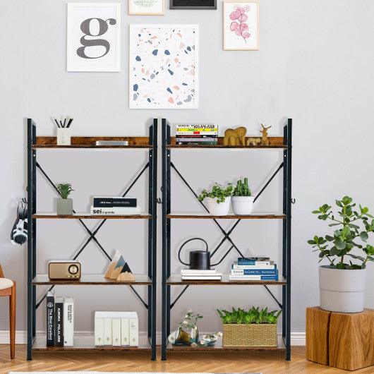 4 -Tier Industrial Open Storage Bookshelf-Coffee at Set Shop and Smile