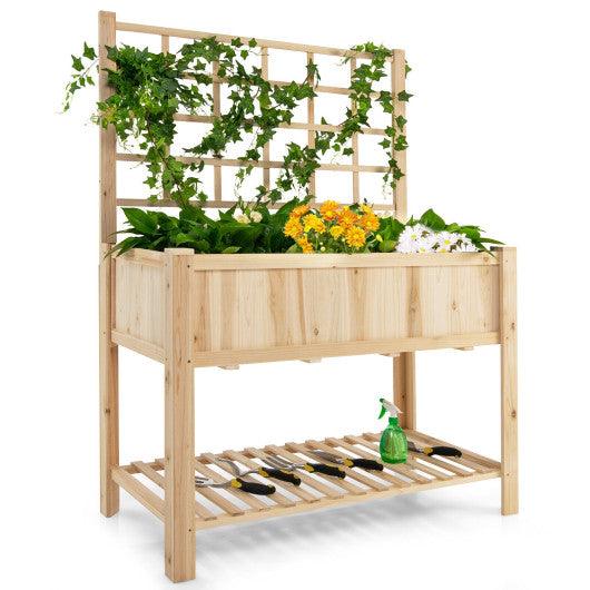 Costway Raised Garden Bed Elevated Wooden Planter Box with Trellis at Set Shop and Smile