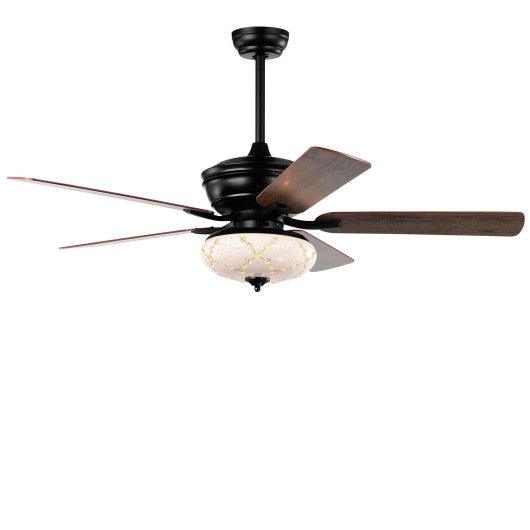 52 Inch Ceiling Fan with 3 Wind Speeds and 5 Reversible Blades-Black at Set Shop and Smile
