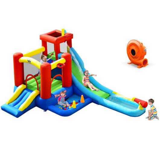 9-in-1 Inflatable Kids Water Slide Bounce House with 860W Blower at Set Shop and Smile
