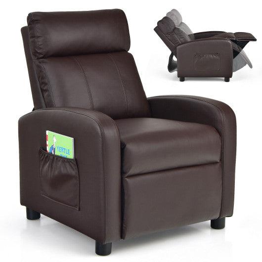 Ergonomic PU Leather Kids Recliner Lounge Sofa for 3-12 Age Group-Brown at Set Shop and Smile