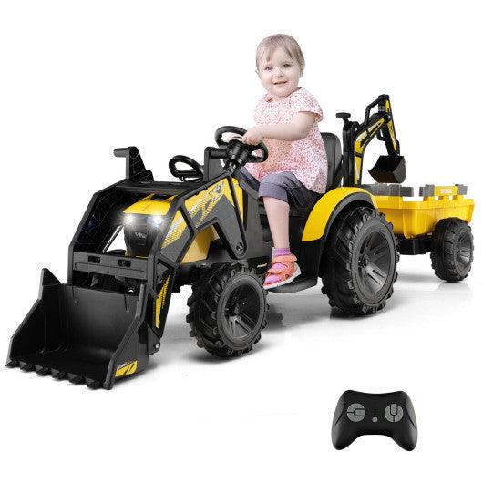 12V 3 in 1 Kids Ride On Excavator with Shovel Bucket and Music-Yellow at Set Shop and Smile