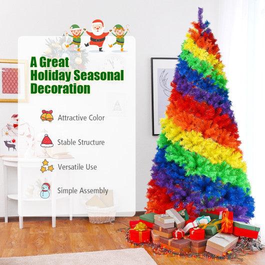 7 Feet Artificial Hinged Traditional Christmas Tree with Metal Stand at Set Shop and Smile