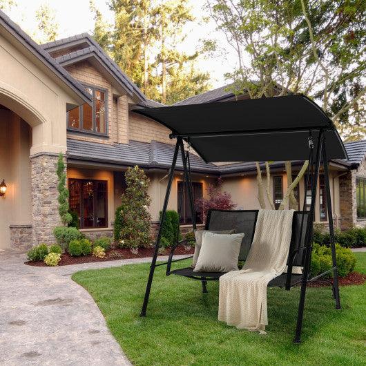 2-Seat Outdoor Canopy Swing with Comfortable Fabric Seat and Heavy-duty Metal Frame-Black at Set Shop and Smile