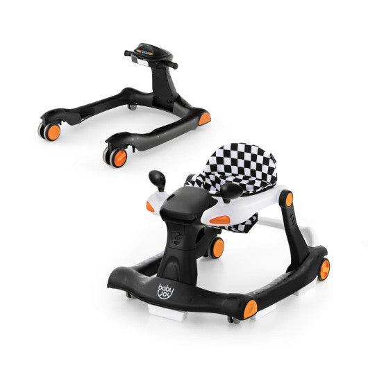 2-in-1 Foldable Activity Push Walker with Adjustable Height-Black at Set Shop and Smile