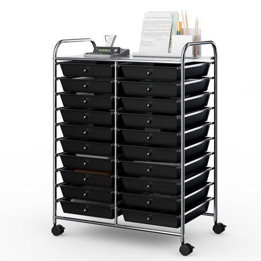 20 Drawers Storage Rolling Cart Studio Organizer-Black at Set Shop and Smile