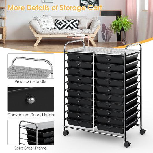 20 Drawers Storage Rolling Cart Studio Organizer-Black at Set Shop and Smile