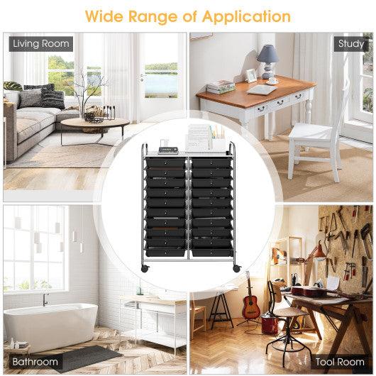 20 Drawers Storage Rolling Cart Studio Organizer-Black at Set Shop and Smile