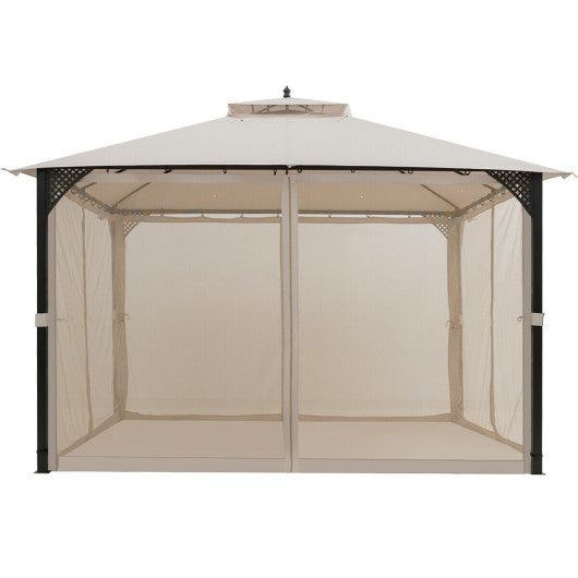 12’ x 10’Outdoor Double Top Patio Gazebo-Beige at Set Shop and Smile