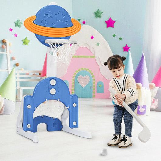 3 in 1 Kids Basketball Hoop Set with Balls-Blue at Set Shop and Smile
