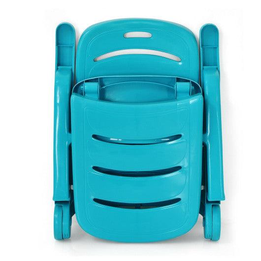 5 Position Adjustable Folding Lounger Chaise Chair on Wheels-Turquoise at Set Shop and Smile