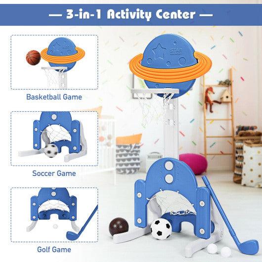 3 in 1 Kids Basketball Hoop Set with Balls-Blue at Set Shop and Smile