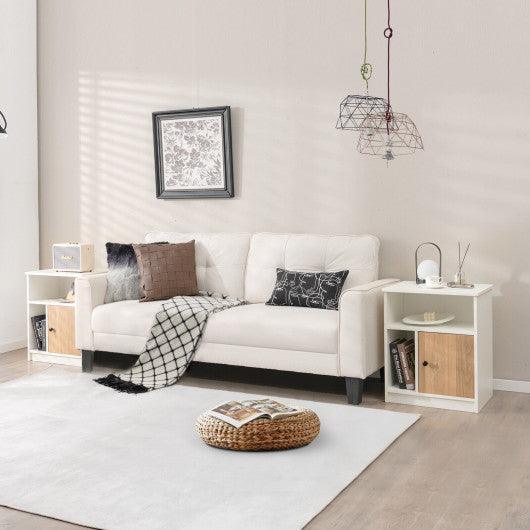 2 Pieces 25 Inch Tall Nightstands with Door and 2 Open Shelves-White at Set Shop and Smile