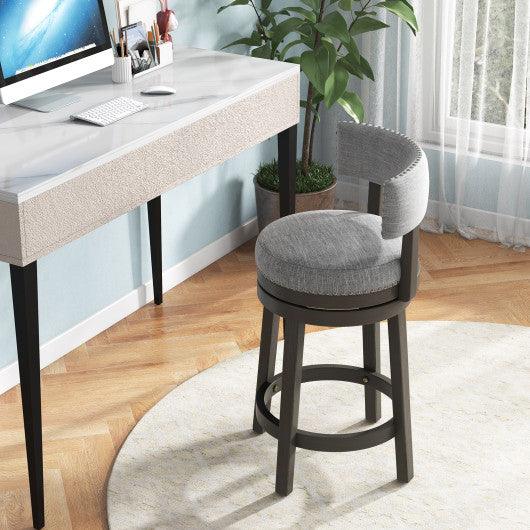 27/31 Inch Swivel Bar Stool with Upholstered Back Seat and Footrest-27 inches at Set Shop and Smile
