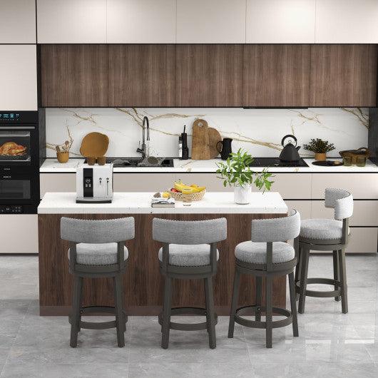 27/31 Inch Swivel Bar Stool with Upholstered Back Seat and Footrest-27 inches at Set Shop and Smile