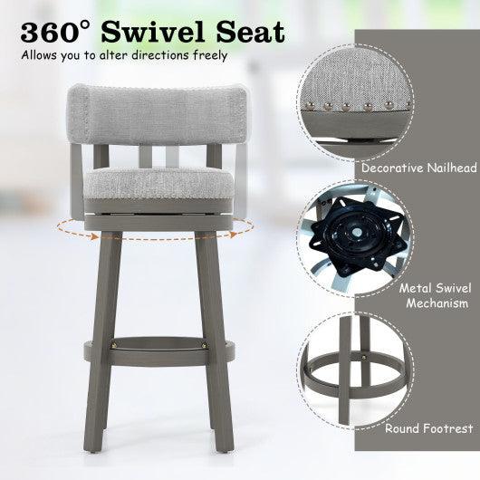27/31 Inch Swivel Bar Stool with Upholstered Back Seat and Footrest-27 inches at Set Shop and Smile