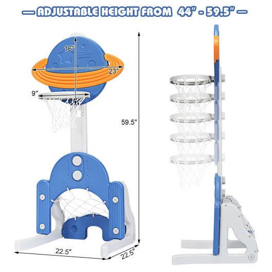 3 in 1 Kids Basketball Hoop Set with Balls-Blue at Set Shop and Smile