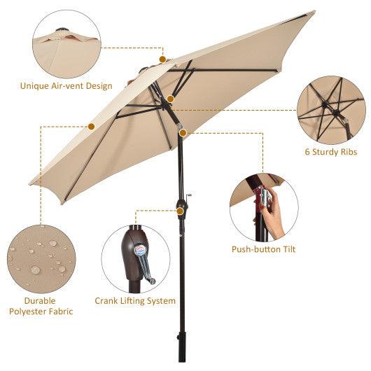 10 Feet Outdoor Patio Umbrella with Tilt Adjustment and Crank-beige at Set Shop and Smile