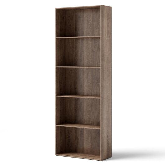 5-Shelf Storage Bookcase Modern Multi-Functional Display Cabinet Furniture-Walnut at Set Shop and Smile