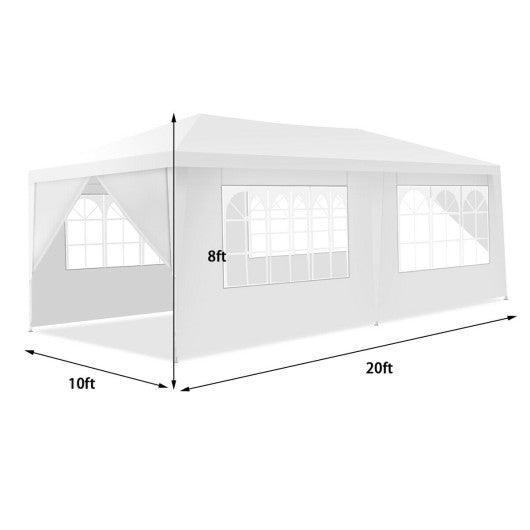 10 x 20 Feet 6 Sidewalls Canopy Tent with Carry Bag-White at Set Shop and Smile