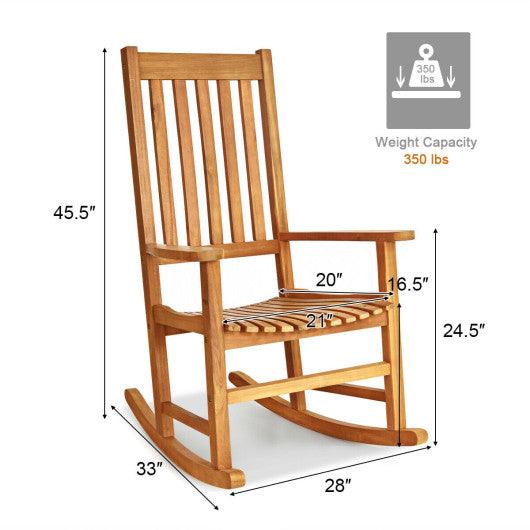 Indoor Outdoor Wooden High Back Rocking Chair-Natural at Set Shop and Smile