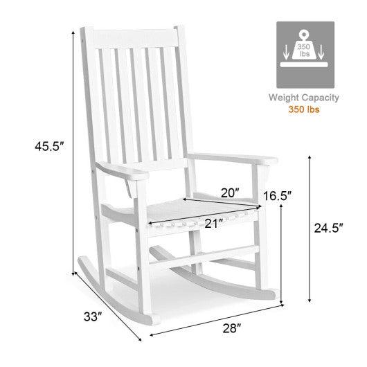 Indoor Outdoor Wooden High Back Rocking Chair-White at Set Shop and Smile