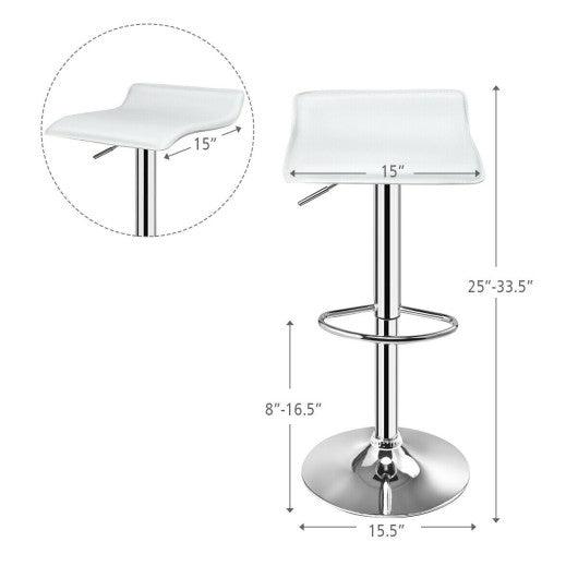 Set of 2 Adjustable PU Leather Backless Bar Stools-White at Set Shop and Smile