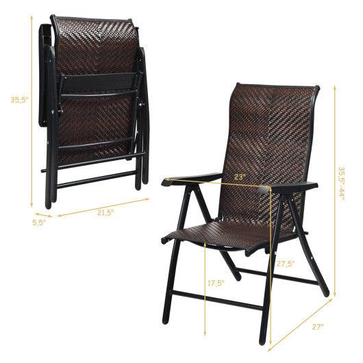 2 Pieces Patio Rattan Folding Reclining Chair at Set Shop and Smile