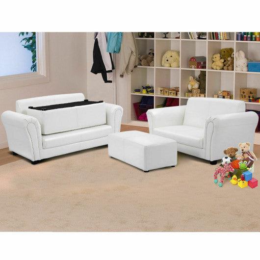 Soft Kids Double Sofa with Ottoman-White at Set Shop and Smile