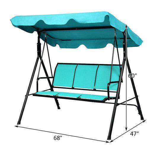 Outdoor Patio 3 Person Porch Swing Bench Chair with Canopy-Blue at Set Shop and Smile