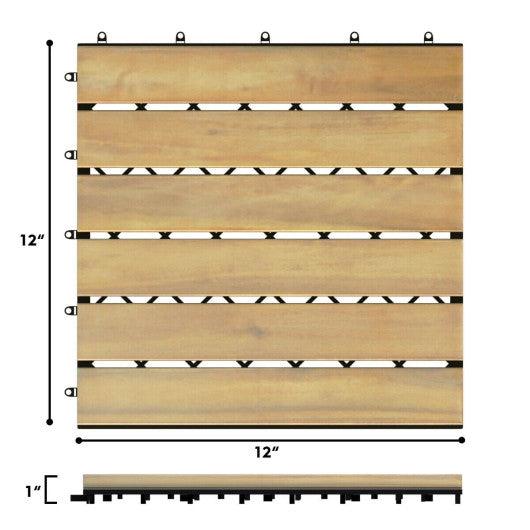10 Pieces 12 x 12 Inch Acacia Wood Interlocking Tile Flooring at Set Shop and Smile