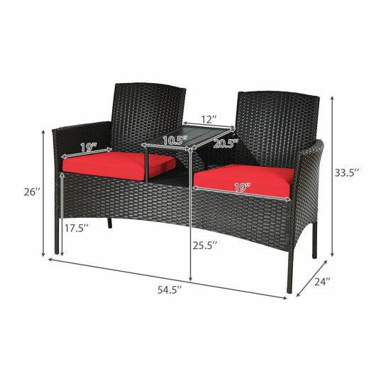 Modern Patio Conversation Set with Built-in Coffee Table and Cushions -Red at Set Shop and Smile