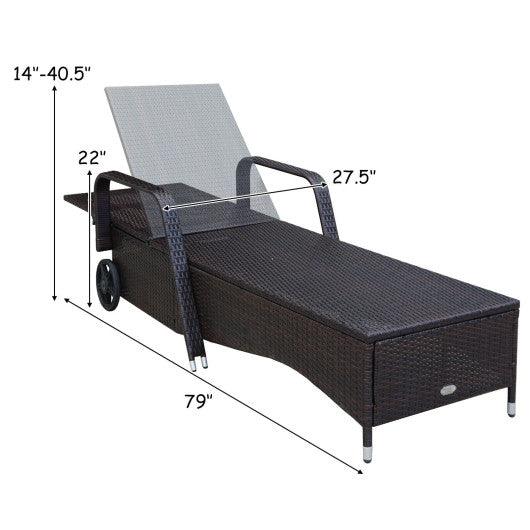 Outdoor Recliner Cushioned Chaise Lounge with Adjustable Backrest at Set Shop and Smile