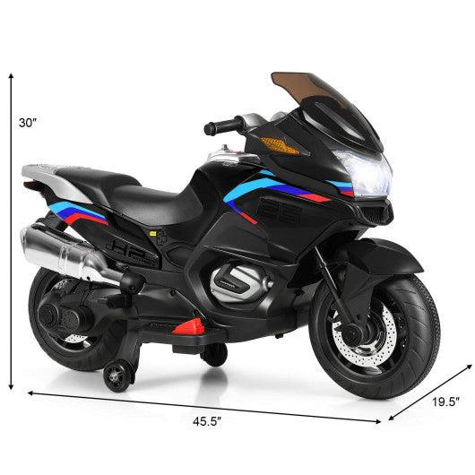 12V Kids Ride On Motorcycle Electric Motor Bike-Black at Set Shop and Smile