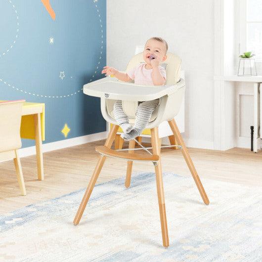 3-in-1 Convertible Wooden High Chair with Cushion-Beige at Set Shop and Smile