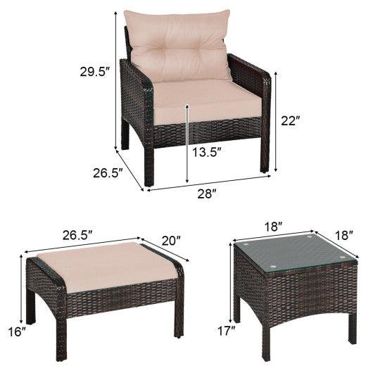 5 Pcs Patio Rattan Wicker Sofa Furniture Set at Set Shop and Smile