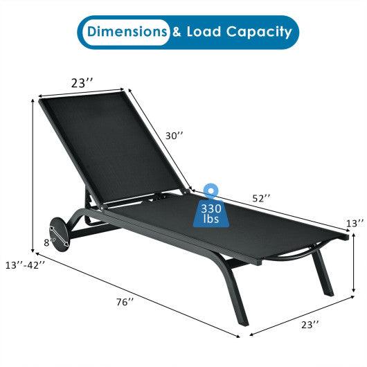 Aluminum Fabric Outdoor Patio Lounge Chair with Adjustable Reclining -Black at Set Shop and Smile