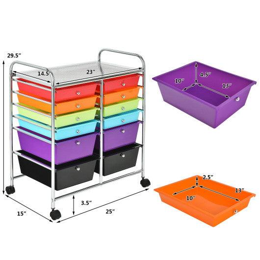 12 Drawers Rolling Cart Storage Scrapbook Paper Organizer Bins-Deep Multicolor at Set Shop and Smile