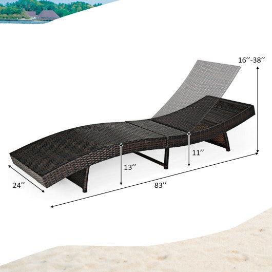 Patio Folding Adjustable Rattan Chaise Lounge Chair with Cushion-Turquoise at Set Shop and Smile