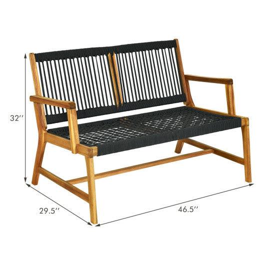 2-Person Acacia Wood Yard Bench for Balcony and Patio-Black at Set Shop and Smile