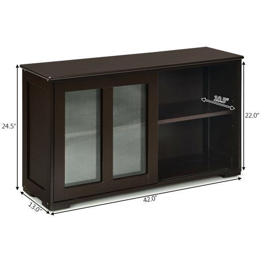 Sideboard Buffet Cupboard Storage Cabinet with Sliding Door-Brown at Set Shop and Smile