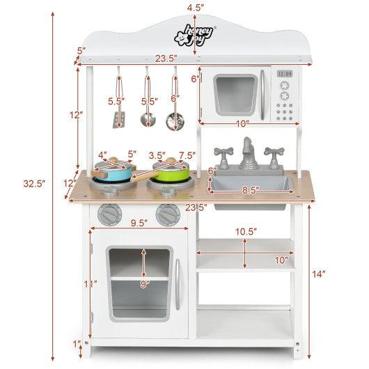 Wooden Pretend Play Kitchen Set for Kids with Accessories and Sink at Set Shop and Smile