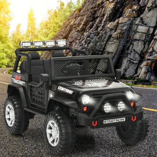 12V Kids Remote Control Electric Ride On Truck Car with Lights and Music -Black at Set Shop and Smile