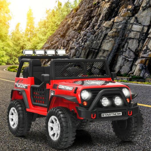 12V Kids Remote Control Electric Ride On Truck Car with Lights and Music -Red at Set Shop and Smile