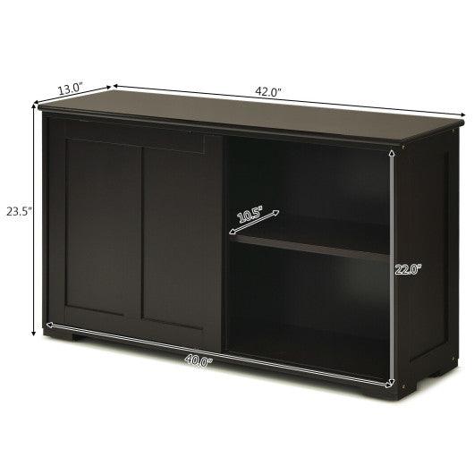 Kitchen Storage Cabinet with Wood Sliding Door-Brown at Set Shop and Smile
