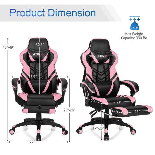 Adjustable Gaming Chair with Footrest for Home Office-Pink at Set Shop and Smile