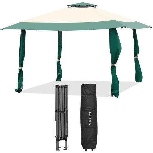 13 Feet x 13 Feet Pop Up Canopy Tent Instant Outdoor Folding Canopy Shelter-Green at Set Shop and Smile