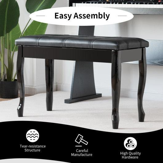 Solid Wood PU Leather Piano Bench with Storage-Black at Set Shop and Smile
