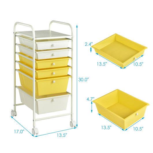 6 Drawers Rolling Storage Cart Organizer-Yellow at Set Shop and Smile